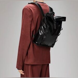 RAINS Sibu Rolltop Rucksack Bag Mini Luggage Backpack Black $150 NEW NWT